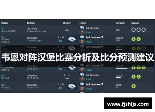 韦恩对阵汉堡比赛分析及比分预测建议